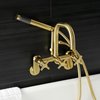 Aqua Vintage AE8457DX Wall Mount Clawfoot Tub Faucet, Brushed Brass AE8457DX